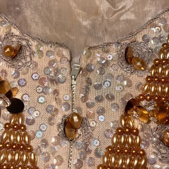 Vintage Jo-Ro Imports Sequin Top. Cream/Yellow. Medium, Wool. X - Picture 6 of 6